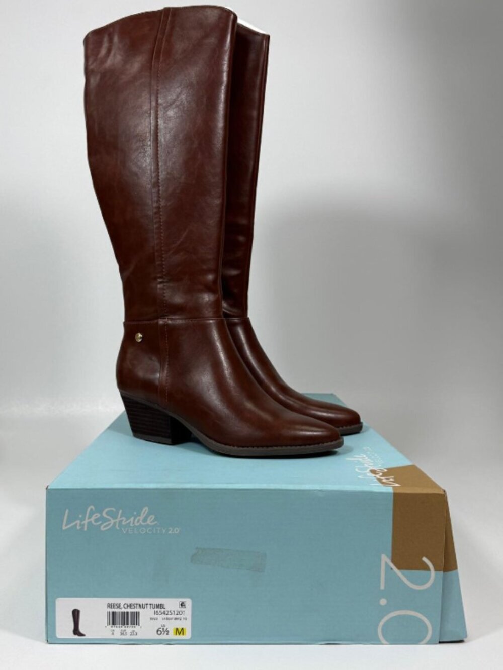 LifeStride Womens Reese Faux Leather Block Heel Knee-High Boots Size 6.5 M